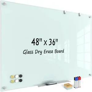 Large Glass Whiteboard, Enhanced Magnetism Glass Dry Erase Board for Wall, 48" x 36" Magnetic Tempered Glass Board, 4' x 3' Big White Board for Home, Office, School Large Glass Whiteboard, Enhanced Magnetism Glass Dry Erase Board for Wall, 48" x 36" Magnetic Tempered Glass Board, 4' x 3' Big White Board for Home, Office, School