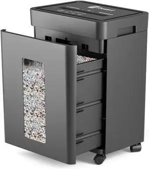 Heavy Duty Paper Shredder Micro-Cut High Security Level P-4/12 Sheets 10-Minutes Running Time/AUTO Reverse/ 5.3-Gallon Pull Out Bin, Anti-Jam & Quiet Shredder for Office Home Heavy Duty Paper Shredder Micro-Cut High Security Level P-4/12 Sheets 10-Minutes Running Time/AUTO Reverse/ 5.3-Gallon Pull Out Bin, Anti-Jam & Quiet Shredder for Office Home
