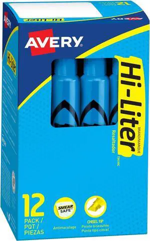Hi-Liter Desk-Style Highlighters, Smear Safe Ink, Chisel Tip, 12 Fluorescent Blue Highlighters (24016) (Pack of 12) Hi-Liter Desk-Style Highlighters, Smear Safe Ink, Chisel Tip, 12 Fluorescent Blue Highlighters (24016) (Pack of 12)