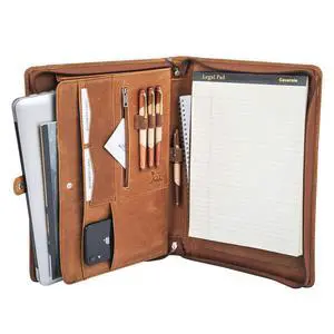 Genuine Leather Business Portfolio Padfolio Folder with Zipper for Men, Men's Leather Padfolio Folder for 13" Laptop, Business Portfolio for Letter Size Notepad, Graduation GiftBrown Genuine Leather Business Portfolio Padfolio Folder with Zipper for Men, Men's Leather Padfolio Folder for 13" Laptop, Business Portfolio for Letter Size Notepad, Graduation GiftBrown