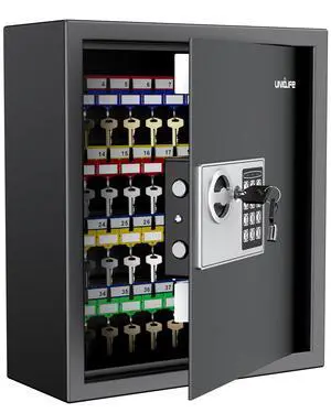 70 Position Key Cabinet with Combination & Key Lock Wall Mounted Security Keys Safe Key Organizer Black Digital with Keypad Adjustable Racks Key Tags & Permanent Pen (Batteries Not Included) 70 Position Key Cabinet with Combination & Key Lock Wall Mounted Security Keys Safe Key Organizer Black Digital with Keypad Adjustable Racks Key Tags & Permanent Pen (Batteries Not Included)