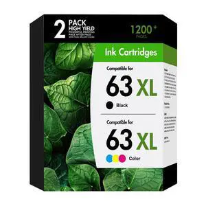 63 63XL Ink Cartridge Combo Pack for HP63 XL Ink 2-Pack 1 Black,1 Tri-Color | Compatible for HP63XL Black and Color Work for HP Envy 4520 4512 Officejet 3830 4650 5258 5255 4655 5200 Deskjet 2130 3630 63 63XL Ink Cartridge Combo Pack for HP63 XL Ink 2-Pack 1 Black,1 Tri-Color | Compatible for HP63XL Black and Color Work for HP Envy 4520 4512 Officejet 3830 4650 5258 5255 4655 5200 Deskjet 2130 3630