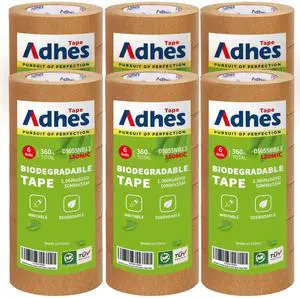 ADHES Kraft Paper Tape, 2 Inch x 60 Yards x 36 Rolls, Biodegradable Paper Packing Tape Writable & Uncoated Brown Shipping Tape for Shipping, Moving, Sealing ADHES Kraft Paper Tape, 2 Inch x 60 Yards x 36 Rolls, Biodegradable Paper Packing Tape Writable & Uncoated Brown Shipping Tape for Shipping, Moving, Sealing