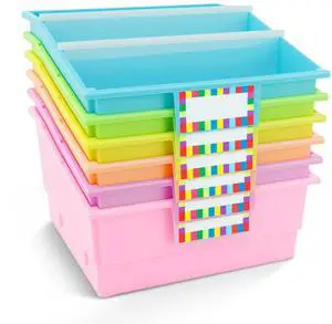 6 Pack Picture Book Bin with Dividers Classroom Library Book Bin Large Plastic Books Holders with Labels for Classroom Library Magazines Storage Organizer 13.5 x 13.5 x 7.75 in(Candy) 6 Pack Picture Book Bin with Dividers Classroom Library Book Bin Large Plastic Books Holders with Labels for Classroom Library Magazines Storage Organizer 13.5 x 13.5 x 7.75 in(Candy)