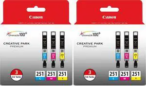 CLI-251 Genuine Three Color Multi Pack,Compatible with MG6320,iP7220 & MG5420,MX922,MG7120,MG6420,MG5520,iX6820,iP8720,MG7520,MG6620,and MG5620 (Optional) Printers,(Pack of 2) CLI-251 Genuine Three Color Multi Pack,Compatible with MG6320,iP7220 & MG5420,MX922,MG7120,MG6420,MG5520,iX6820,iP8720,MG7520,MG6620,and MG5620 (Optional) Printers,(Pack of 2)