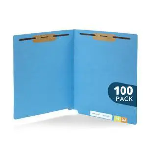 100 End Tab Fastener File Folders, Blue | Reinforced end tab, letter size, 11pt, 2 prong bonded fasteners, for medical files, reports, and office records 100 End Tab Fastener File Folders, Blue | Reinforced end tab, letter size, 11pt, 2 prong bonded fasteners, for medical files, reports, and office records