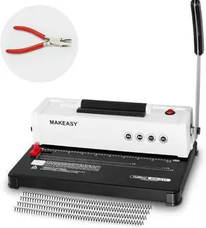 Spiral Binding Machine, 4:1 Pitch, 12 Sheets Punch Capacity, Electric Coil Insert, Book Binder Machine for A4/A5/Letter Size Paper, Come with 1 Box pcs 5/16'' Coils & Pliers Spiral Binding Machine, 4:1 Pitch, 12 Sheets Punch Capacity, Electric Coil Insert, Book Binder Machine for A4/A5/Letter Size Paper, Come with 1 Box pcs 5/16'' Coils & Pliers