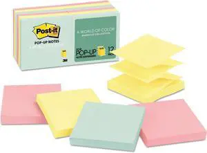 Pop-up Notes, 3x3 in, 12 Pads, America's 1 Favorite Sticky Notes, Beachside Café Collection, Pastel Colors, Recyclable (R330-12AP) (Pack of 6) Pop-up Notes, 3x3 in, 12 Pads, America's 1 Favorite Sticky Notes, Beachside Café Collection, Pastel Colors, Recyclable (R330-12AP) (Pack of 6)