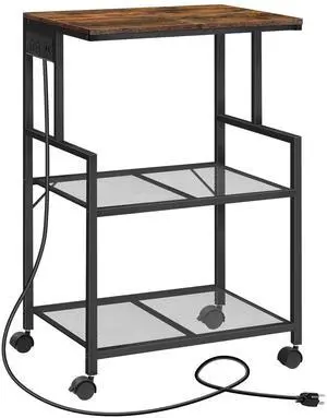 Mobile Printer Stand, 3-Tier Industrial Printer Cart with Power Outlets and 2 USB Ports, Rolling Printer Table on Wheels for Home Offices Kitchen Organization Rack, Rustic Brown PTHR78E01 Mobile Printer Stand, 3-Tier Industrial Printer Cart with Power Outlets and 2 USB Ports, Rolling Printer Table on Wheels for Home Offices Kitchen Organization Rack, Rustic Brown PTHR78E01