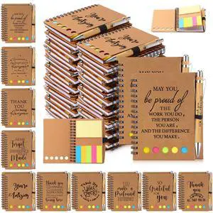 120 Set Back to School Teacher Appreciation Gifts Bulk Inspirational Notebook with Sticky Note and Bamboo Pen Set Coworker Thank You Gifts for Employee Team Staff Office Group (Kraft) 120 Set Back to School Teacher Appreciation Gifts Bulk Inspirational Notebook with Sticky Note and Bamboo Pen Set Coworker Thank You Gifts for Employee Team Staff Office Group (Kraft)