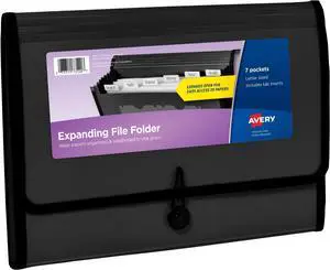 Expanding File Folder Organizer, 7-Pocket Accordion File Organizer, Black, Holds 425 Letter/A4-Size Sheets (73550) (Pack of 8) Expanding File Folder Organizer, 7-Pocket Accordion File Organizer, Black, Holds 425 Letter/A4-Size Sheets (73550) (Pack of 8)