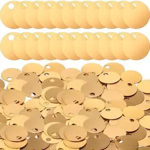 400 Pcs Round Brass Tags, 1-1/4 Inch Diameter, Gold Blank Metal Stamping Key Brass Tags with Hole Engraving for Pets, Dogs, Plants, Doors 400 Pcs Round Brass Tags, 1-1/4 Inch Diameter, Gold Blank Metal Stamping Key Brass Tags with Hole Engraving for Pets, Dogs, Plants, Doors