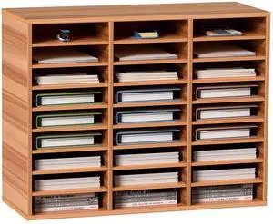 27 Compartments Wood Literature Organizer, Adjustable Shelves, Medium Density Fiberboard Mail Center, Office Home School Storage for Files, Documents, Papers, Magazines, Burlywood 27 Compartments Wood Literature Organizer, Adjustable Shelves, Medium Density Fiberboard Mail Center, Office Home School Storage for Files, Documents, Papers, Magazines, Burlywood