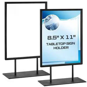 2 Pcs Tabletop Sign Holder with Flat Base 11" x 8.5" Double Sided Countertop Sign Holder Vertical Desktop Display Stand Metal Poster Display Stand for Office Store Restaurant Hotels, Black 2 Pcs Tabletop Sign Holder with Flat Base 11" x 8.5" Double Sided Countertop Sign Holder Vertical Desktop Display Stand Metal Poster Display Stand for Office Store Restaurant Hotels, Black