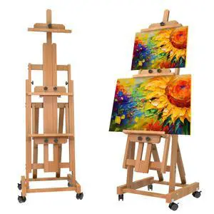 H-Frame Multifunctional Easel, Foldable & Adjustable (Vertical to Horizontal), Holds Two Canvases (Up to 77 Inches), Professional H-Frame Art Easel for Adults H-Frame Multifunctional Easel, Foldable & Adjustable (Vertical to Horizontal), Holds Two Canvases (Up to 77 Inches), Professional H-Frame Art Easel for Adults