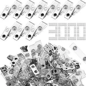3000 Pcs Metal Badge Clips Double Hole Name Tag Clips with Clear PVC Straps for ID Cards Badge Holders Office School Supplies (Silver) 3000 Pcs Metal Badge Clips Double Hole Name Tag Clips with Clear PVC Straps for ID Cards Badge Holders Office School Supplies (Silver)