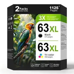 63XL Ink Cartridges Black Color Replacement for HP Ink 63 XL HP63XL HP63 Combo Pack for Envy 4520 4512 4510 Officejet 3830 5255 4655 4650 5258 5200 4652 5252 Deskjet 3630 3632 3633 2132 1112 2-Pack 63XL Ink Cartridges Black Color Replacement for HP Ink 63 XL HP63XL HP63 Combo Pack for Envy 4520 4512 4510 Officejet 3830 5255 4655 4650 5258 5200 4652 5252 Deskjet 3630 3632 3633 2132 1112 2-Pack