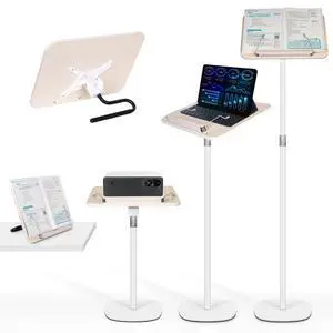 2-in-1 Floor Standing Book Stand, Foldable Book Holder for Reading with Page Clips, 19"51" Height Adjustable, Sturdy Podium Stand for Reading, Bible, Laptop, Cookbooks, or Projector 2-in-1 Floor Standing Book Stand, Foldable Book Holder for Reading with Page Clips, 19"51" Height Adjustable, Sturdy Podium Stand for Reading, Bible, Laptop, Cookbooks, or Projector