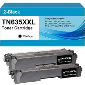 TN635XXL Super High Yield Toner Cartridge Compatible for MFC-L8930CDW, MFC-L8730CDW, HL-L8570CDW, HL-L8430CDW, HL-L8430CDWT, MFC-L8970CDW, MFC-EX575 Printer,Black,2-Pack TN635XXL Super High Yield Toner Cartridge Compatible for MFC-L8930CDW, MFC-L8730CDW, HL-L8570CDW, HL-L8430CDW, HL-L8430CDWT, MFC-L8970CDW, MFC-EX575 Printer,Black,2-Pack