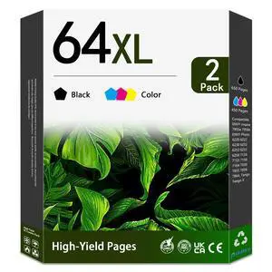 64 64XL Black Tri-Color Ink Cartridges Replacement for HP 64XL Ink Cartridges Envy Inspire 7200 7900 7255e 7955e Envy Photo 7855 7155 7858 Tango Series Printer 2-Pack 64 64XL Black Tri-Color Ink Cartridges Replacement for HP 64XL Ink Cartridges Envy Inspire 7200 7900 7255e 7955e Envy Photo 7855 7155 7858 Tango Series Printer 2-Pack