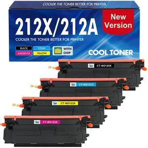 212X 212A Toner Cartridges 4 Pack for HP 212X 212A W2120X W2120A M554 M555 | Compatible for HP LaserJet Enterprise M554 M555 M555dn M554dn M555x MFP M578f M578 M578dn M578c M578z M578z Series Printer 212X 212A Toner Cartridges 4 Pack for HP 212X 212A W2120X W2120A M554 M555 | Compatible for HP LaserJet Enterprise M554 M555 M555dn M554dn M555x MFP M578f M578 M578dn M578c M578z M578z Series Printer