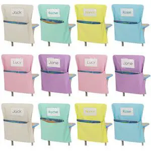 24 Pack Chair Pockets for Classroom, 20 x 17 Inch Student Chair Pouches with 24 Name Tags, Canvas Seat Back Organizers for Scoop and Standard Chairs, Back to School Classroom Storage(Colored) 24 Pack Chair Pockets for Classroom, 20 x 17 Inch Student Chair Pouches with 24 Name Tags, Canvas Seat Back Organizers for Scoop and Standard Chairs, Back to School Classroom Storage(Colored)