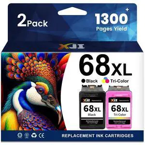 68XL Ink Cartridges Replacement for HP 68 Ink Cartridges Black and Color Combo Pack Compatible with HP Envy 6155e 6555e 6152e 6552e 6558e Printer (1 Black, 1 Tri-Color) 68XL Ink Cartridges Replacement for HP 68 Ink Cartridges Black and Color Combo Pack Compatible with HP Envy 6155e 6555e 6152e 6552e 6558e Printer (1 Black, 1 Tri-Color)