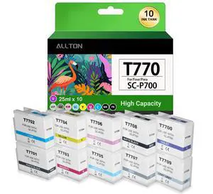 Remanufactured T770 770 P700 Ink Cartridge T770020 T770120 T770220 T770320 T770420 T770520 T770620 T770720 T770820 T770920 Ink High Yield Ink Replacement for SureColor P700 SC-P700 Printer(10-Pack) Remanufactured T770 770 P700 Ink Cartridge T770020 T770120 T770220 T770320 T770420 T770520 T770620 T770720 T770820 T770920 Ink High Yield Ink Replacement for SureColor P700 SC-P700 Printer(10-Pack)