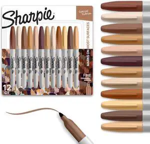 Permanent Markers,Special Edition Portrait Colors,Fine Point,- Assorted Skin Tone Shades,Office Supplies,12 Count (Pack of 12) Permanent Markers,Special Edition Portrait Colors,Fine Point,- Assorted Skin Tone Shades,Office Supplies,12 Count (Pack of 12)