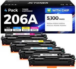 206A Toner Cartridge Set 4-Pack High Yield Replacement for HP 206A W2110A W2111A W2112A W2113A Compatible for HP Color LaserJet Pro MFP M283cdw M283fdn M283fdw M282nw M255dw M255nw Printer Ink Black 206A Toner Cartridge Set 4-Pack High Yield Replacement for HP 206A W2110A W2111A W2112A W2113A Compatible for HP Color LaserJet Pro MFP M283cdw M283fdn M283fdw M282nw M255dw M255nw Printer Ink Black