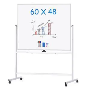Rolling Whiteboard 60x48, Large Double-Sided White Board Dry Erase on Wheels, Giant Magnetic White Board Standing for Office, School, Home Office, Homeschool (Sliver) Rolling Whiteboard 60x48, Large Double-Sided White Board Dry Erase on Wheels, Giant Magnetic White Board Standing for Office, School, Home Office, Homeschool (Sliver)