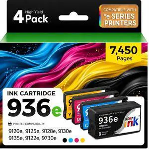 936XL 936e 9125e 936 Ink Cartridges Combo Pack: Replacement for HP 936e 936 Ink Cartridges for HP Printers HP936 Compatible with HP OfficeJet Pro 9125e 9120e 9730e 9130 9135e 9122e 9128e,4 Pack 936XL 936e 9125e 936 Ink Cartridges Combo Pack: Replacement for HP 936e 936 Ink Cartridges for HP Printers HP936 Compatible with HP OfficeJet Pro 9125e 9120e 9730e 9130 9135e 9122e 9128e,4 Pack