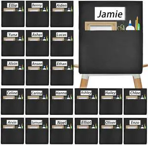 24 PCS Chair Pockets for Classroom 20"x17", Seat Sacks for Classroom Chairs k-2, Student Chair Pockets with Name Tag Classroom Chair Organizer for Classroom Kindergarten School Home Seat Storage Black 24 PCS Chair Pockets for Classroom 20"x17", Seat Sacks for Classroom Chairs k-2, Student Chair Pockets with Name Tag Classroom Chair Organizer for Classroom Kindergarten School Home Seat Storage Black