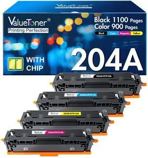Compatible Toner Cartridge for HP 204A Replacement 4-Pack | CF510A CF511A CF512A CF513A to use with Color Pro MFP M180nw M154nw M180n M154a MFP M181fw Printer Compatible Toner Cartridge for HP 204A Replacement 4-Pack | CF510A CF511A CF512A CF513A to use with Color Pro MFP M180nw M154nw M180n M154a MFP M181fw Printer