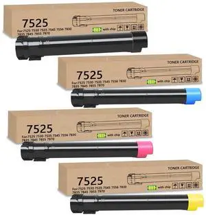 High Yield 7525 Toner Cartridge with Chip | Compatible with Xerox WorkCentre 7525 7835 7845 7855 7970 7830 7530 7535 7545 7556 Printers(4 Packs High Yield 7525 Toner Cartridge with Chip | Compatible with Xerox WorkCentre 7525 7835 7845 7855 7970 7830 7530 7535 7545 7556 Printers(4 Packs