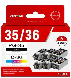 PGI-35/CLI-36 Value Pack Ink Cartridge 6-Pack Replacement for Canon 35 36 | Compatible with PIXMA iP100 PIXMA iP110 PIXMA TR150 PIXMA TR160 Mini260 Mini320 Printer (4 Black, 2 Color) PGI-35/CLI-36 Value Pack Ink Cartridge 6-Pack Replacement for Canon 35 36 | Compatible with PIXMA iP100 PIXMA iP110 PIXMA TR150 PIXMA TR160 Mini260 Mini320 Printer (4 Black, 2 Color)