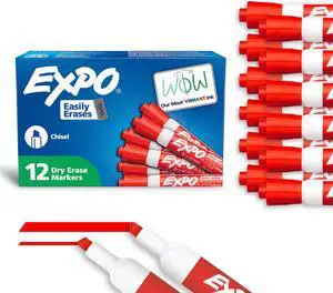 Dry Erase Markers, Low Odor Ink, Red, Chisel Tip, (Pack of 144) Dry Erase Markers, Low Odor Ink, Red, Chisel Tip, (Pack of 144)