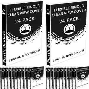 24 Pcs 3 Ring Plastic Binders Bulk with 2 Pockets Flexible Binder with Transparent View Cover Plastic Binder for Home Office (1 Inch,Transparent) 24 Pcs 3 Ring Plastic Binders Bulk with 2 Pockets Flexible Binder with Transparent View Cover Plastic Binder for Home Office (1 Inch,Transparent)