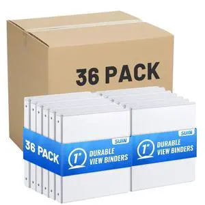 3 Ring Binder Bulk 36 Packs -Premium 1'' Binders with Roung Ring Binder, Large 200 Sheet Capacity, Fit 8.5" x 11" US Letter Size Paper, White (1'' White - 36 Packs) 3 Ring Binder Bulk 36 Packs -Premium 1'' Binders with Roung Ring Binder, Large 200 Sheet Capacity, Fit 8.5" x 11" US Letter Size Paper, White (1'' White - 36 Packs)