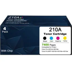 210A 210X 4 Pack Toner Cartridges Replacement for HP 210A 210 W2100X W2100A Compatible with Color Laserje Pro 4201dn 4201dw MFP Pro 4301fdn 4301fdw 4301dw Printers-High Yield (with Chip) - (K/C/M/Y) 210A 210X 4 Pack Toner Cartridges Replacement for HP 210A 210 W2100X W2100A Compatible with Color Laserje Pro 4201dn 4201dw MFP Pro 4301fdn 4301fdw 4301dw Printers-High Yield (with Chip) - (K/C/M/Y)