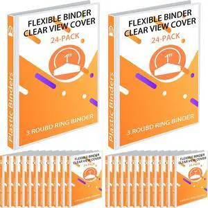 24 Pcs 3 Ring Plastic Binders Bulk with 2 Pockets Flexible Binder with Transparent View Cover Plastic Binder for Home Office(1 Inch,White) 24 Pcs 3 Ring Plastic Binders Bulk with 2 Pockets Flexible Binder with Transparent View Cover Plastic Binder for Home Office(1 Inch,White)