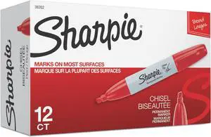Permanent Markers, Chisel Tip, Red, 12 Count (Pack of 12) Permanent Markers, Chisel Tip, Red, 12 Count (Pack of 12)