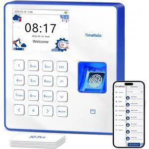 Cloud-Based Time Clock for Small Businesses, 3-in-1 Fingerprint Attendance System with Smart Scheduling, Overtime & Lunch Rules, 2.4GHz WiFi, Auto Reports, No Monthly Fees (with 10 ID Cards) Cloud-Based Time Clock for Small Businesses, 3-in-1 Fingerprint Attendance System with Smart Scheduling, Overtime & Lunch Rules, 2.4GHz WiFi, Auto Reports, No Monthly Fees (with 10 ID Cards)
