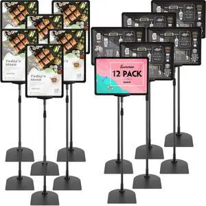 12 Pack Adjustable Poster Stand Holder Floor Standing Display Sign Holder for Advertising Business Menu Stand Vertical and Horizontal View Sign Displayed Black (8.5 x 11 Inch) 12 Pack Adjustable Poster Stand Holder Floor Standing Display Sign Holder for Advertising Business Menu Stand Vertical and Horizontal View Sign Displayed Black (8.5 x 11 Inch)