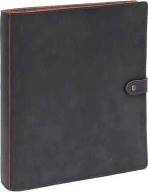 Leather 3 Ring Binder, 1" Round Rings for 8.5"x11" Paper and Sheet Protectors, Interior Pockets & Snap Closure, Letter Size, Vintage Brown Leather 3 Ring Binder, 1" Round Rings for 8.5"x11" Paper and Sheet Protectors, Interior Pockets & Snap Closure, Letter Size, Vintage Brown
