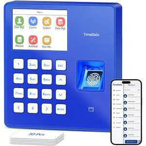 Cloud-Based Time Clock for Small Businesses, 3-in-1 Fingerprint Attendance System with Smart Scheduling, Overtime & Lunch Rules, 2.4GHz WiFi, Auto Reports, No Monthly Fees (with 10 ID Cards) Cloud-Based Time Clock for Small Businesses, 3-in-1 Fingerprint Attendance System with Smart Scheduling, Overtime & Lunch Rules, 2.4GHz WiFi, Auto Reports, No Monthly Fees (with 10 ID Cards)