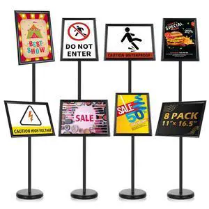8 Pack Black 11.7 x 16.5'' Adjustable Heavy Duty Pedestal Sign Holder Floor Stand Adjustable Sign Holder Poster Stand with Aluminum Snap Open Frame, Screen Size A3 8 Pack Black 11.7 x 16.5'' Adjustable Heavy Duty Pedestal Sign Holder Floor Stand Adjustable Sign Holder Poster Stand with Aluminum Snap Open Frame, Screen Size A3