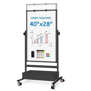 Rolling White Board, 40 x 28 Height Adjustable Whiteboard on Wheels, Large Magnetic Standing Mobile Easel Board, Double-Sided with Stand for Office, Home, and Classroom(Black) Rolling White Board, 40 x 28 Height Adjustable Whiteboard on Wheels, Large Magnetic Standing Mobile Easel Board, Double-Sided with Stand for Office, Home, and Classroom(Black)