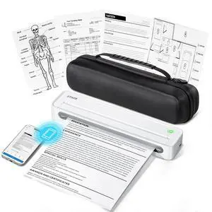 Portable Printers Wireless for Travel, D90E Bluetooth Inkless Thermal Printer, Supports 8.5" X 11" Thermal Paper, Mobile Printer for Phone Laptop with Case & 10 Papers, for Home Office, White Portable Printers Wireless for Travel, D90E Bluetooth Inkless Thermal Printer, Supports 8.5" X 11" Thermal Paper, Mobile Printer for Phone Laptop with Case & 10 Papers, for Home Office, White