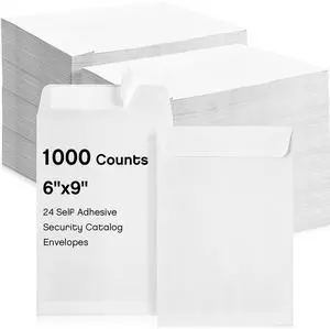 1000 Counts White Envelopes 6 x 9 Inch Self Adhesive Catalog Security Mailing Envelopes with Adhesive for Mailing Storage Organizing Home Office 1000 Counts White Envelopes 6 x 9 Inch Self Adhesive Catalog Security Mailing Envelopes with Adhesive for Mailing Storage Organizing Home Office